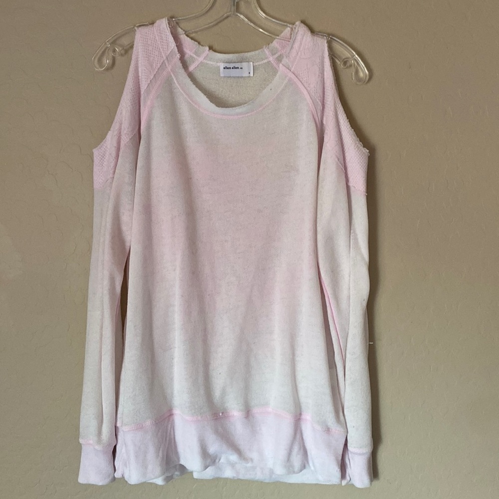 Allen Allen, small, light pink, cold shoulder sweater